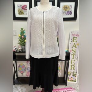 Peter Nygard White Mesh Zip-Front Jacket